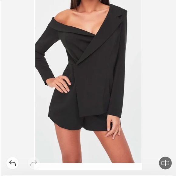 Gorgeous off-shoulder tux style playsuit in black Lavish Alice - Picture 2 of 7